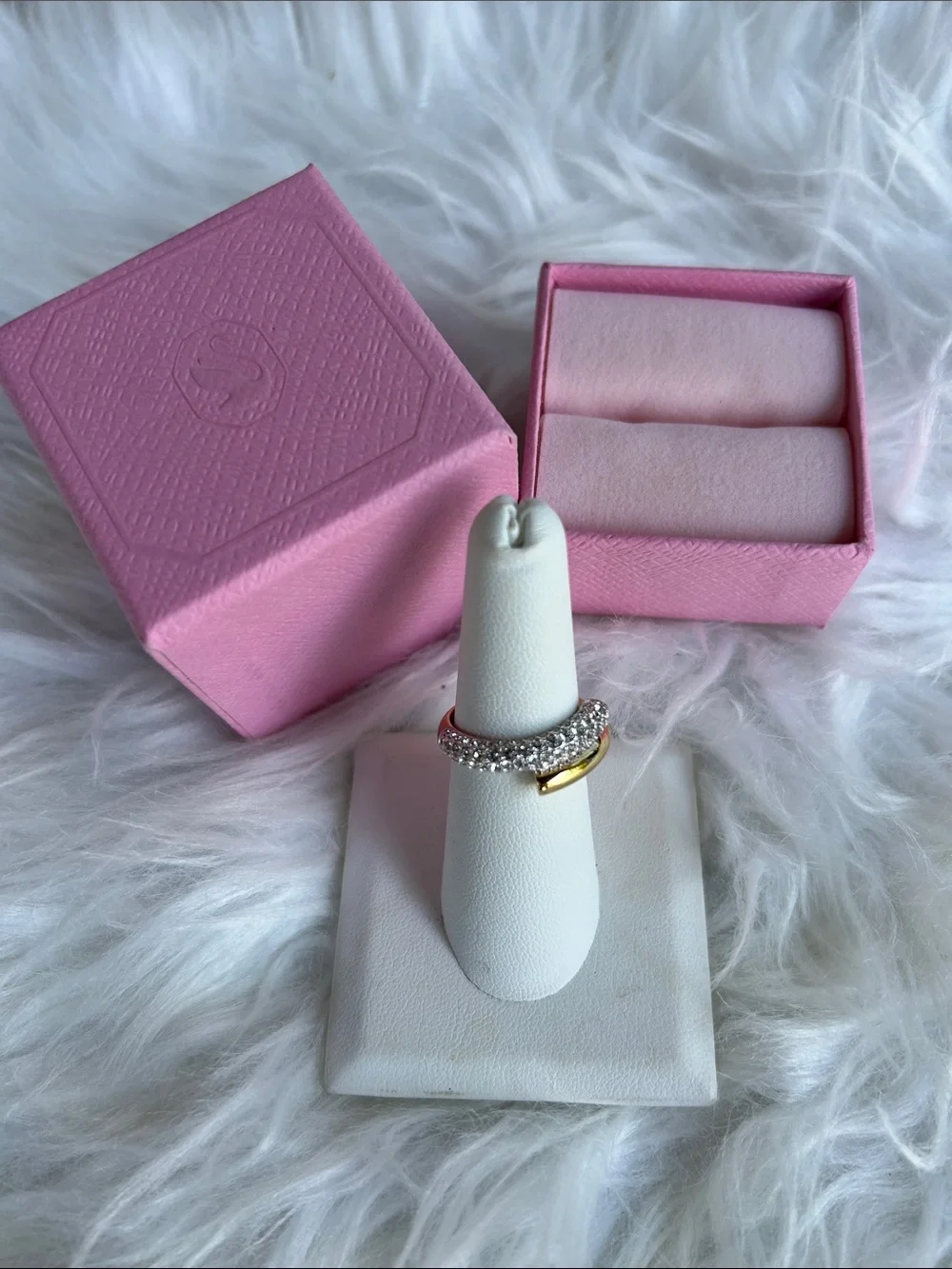 Swarovski Pavé Crystal Double-Band Ring 18K GOLD plated Brand New In Box